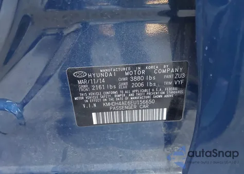 2014 Hyundai Elantra Se z USA, uszkodzony, nr VIN KMHDH4AE6EU156650